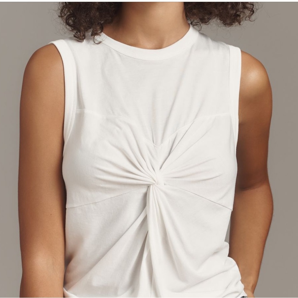 NWOT Anthropologie White Ruched Tank Top